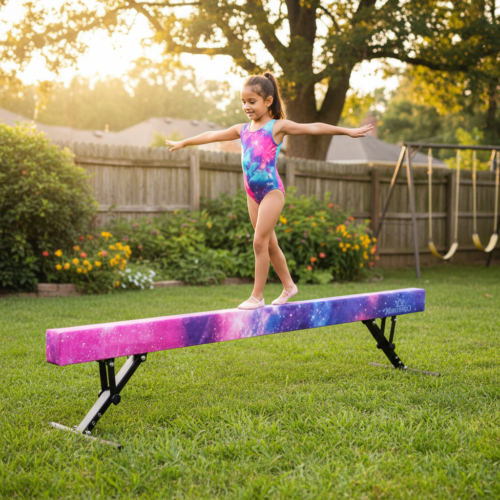 Premium 8ft Solid Gymnastics Beam with Folding Adjustable Legs for Versatile Training