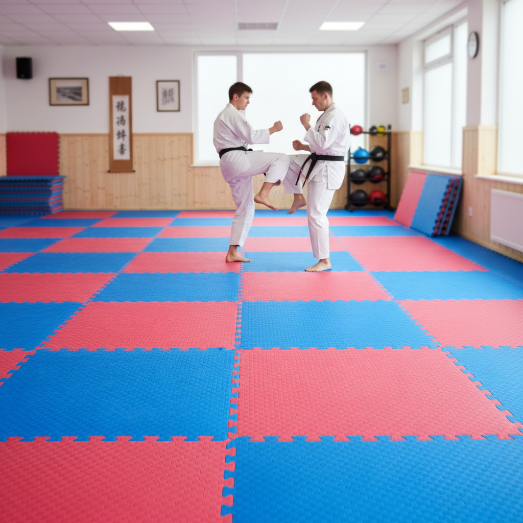 Premium 40mm Reversible Red and Blue Tatami Jigsaw Mats 1m x 1m for MMA and Martial Arts Training