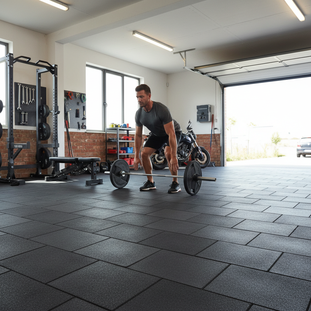 Premium 45m2 Triple Garage Package with High-Performance Gym Rubber Flooring Mats - Ideal for Fitness and Weightlifting