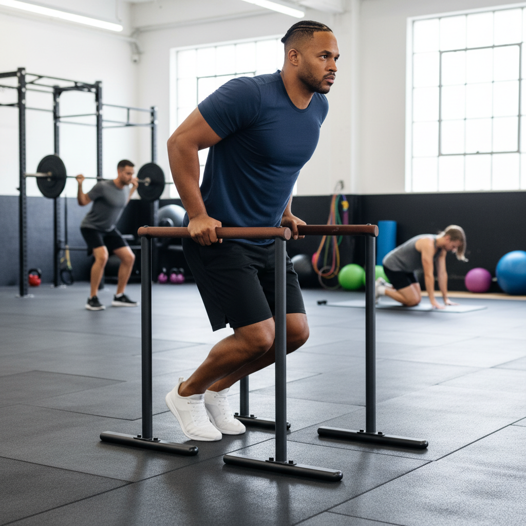 Premium Heavy Duty Dip Bars with Wooden Handles – 72cm Wide Beech Wood and Steel Construction for Comfortable Bodyweight Training