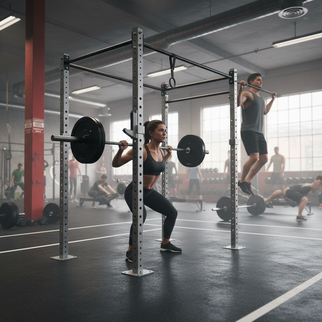 Premium Modular Stainless Steel Gym Rigs - Customizable Freestanding Design with Multiple Squat Bays and Attachments