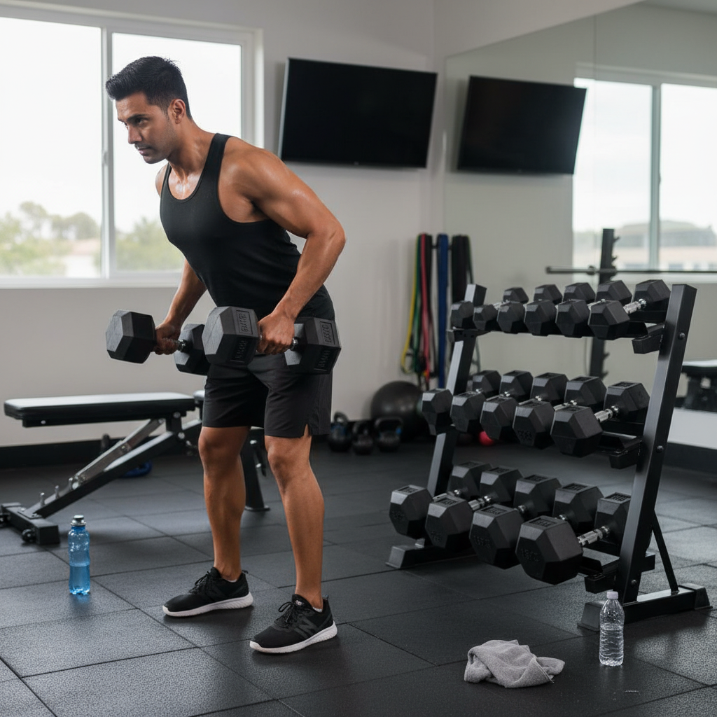 Premium Hex Dumbbell Set with Rack - 7 Pairs from 5kg to 25kg for Strength Training