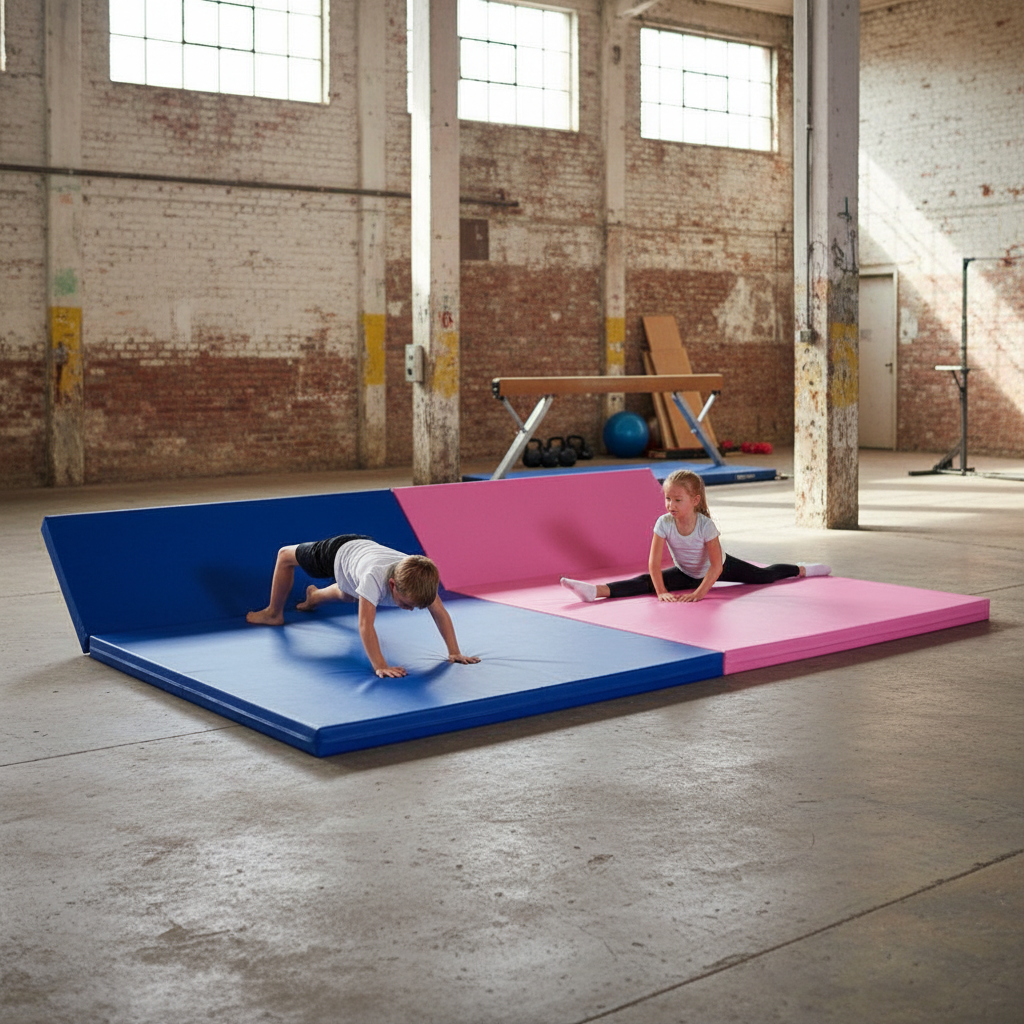 Professional Foldable Double Mat 8ft x 4ft x 50mm - Durable PVC Cover with EPE Foam Inner for Comfort and Support