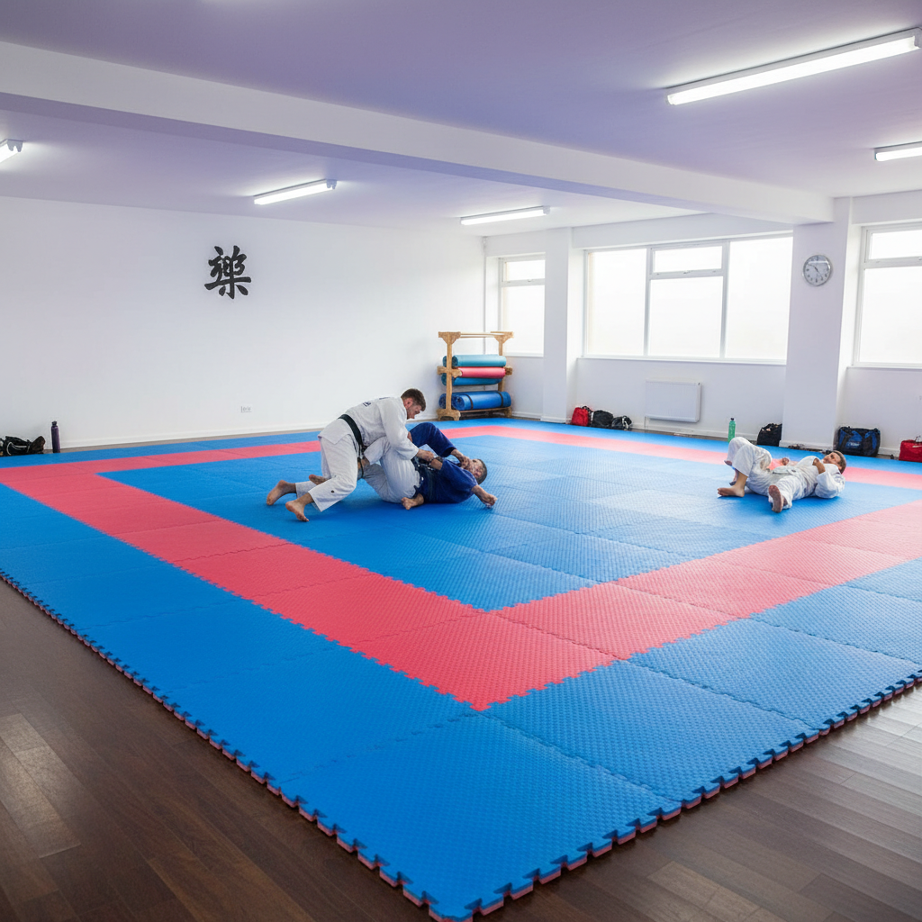 Premium 40mm Reversible Red and Blue Tatami Jigsaw Mats 1m x 1m for MMA and Martial Arts Training