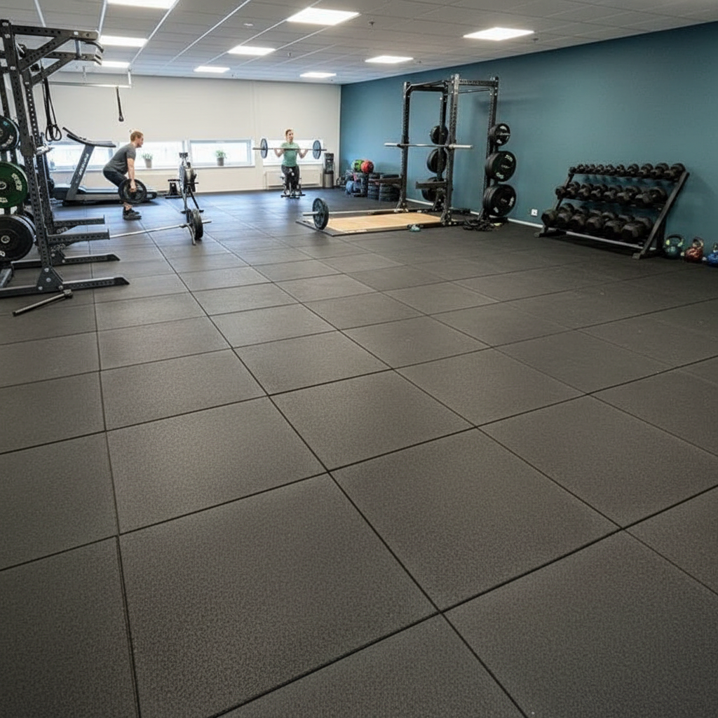 Premium Heavy Duty Solid Grey Garage Gym Flooring Set – 13m² of 20mm Rubber Tiles for Home Fitness Spaces