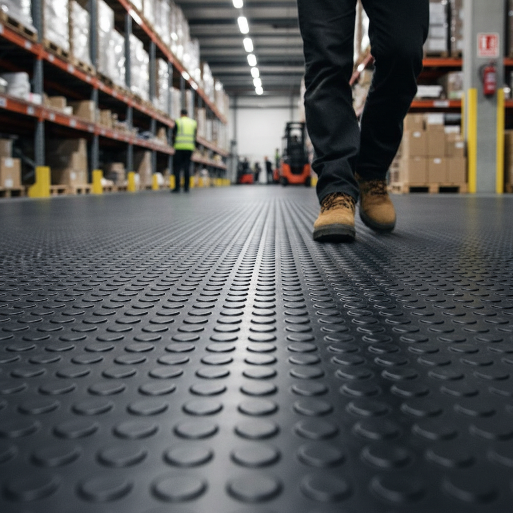 Premium Rubber Stud Flooring - Eco-Friendly, Waterproof, Non-Slip with Shock Absorption for Various Applications