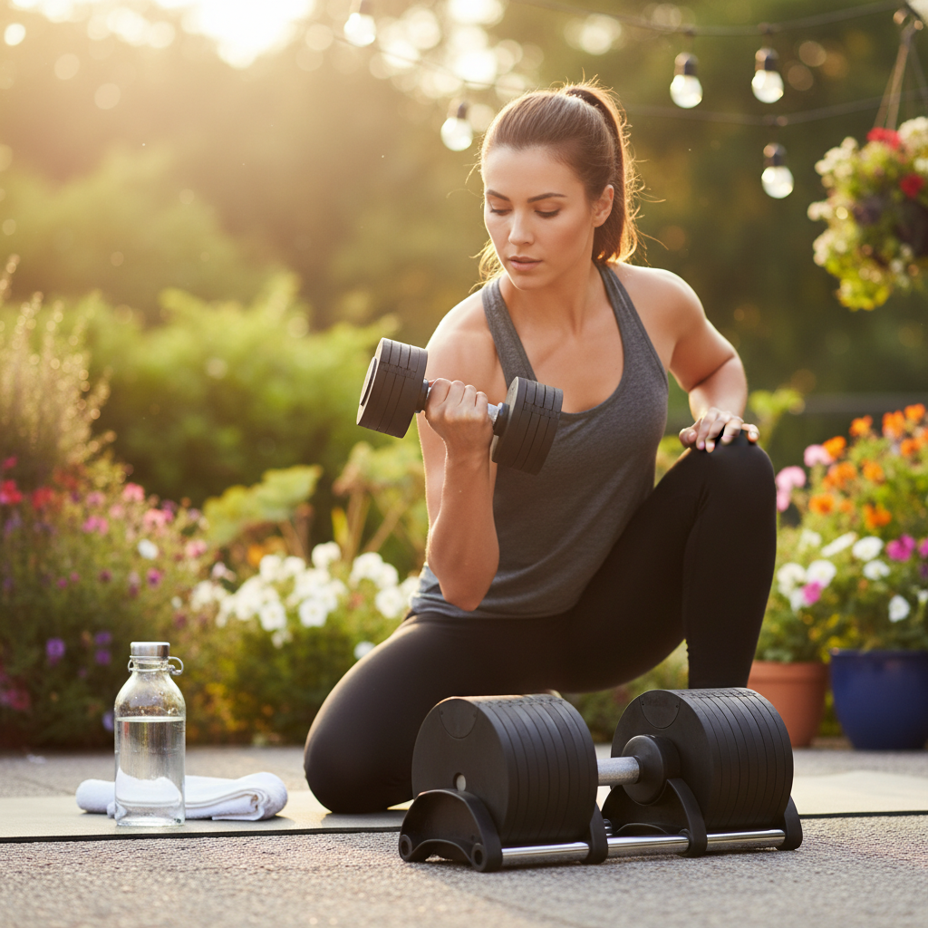 Premium Adjustable Dumbbells Pair 45kg with 5kg Increment for Space-Saving Strength Training