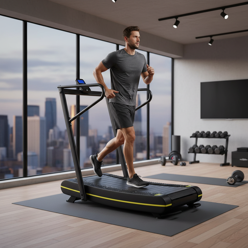 Premium Curved Treadmill - Eco-Friendly Self-Powered Design with Shock-Absorbent Belt and Adjustable Resistance