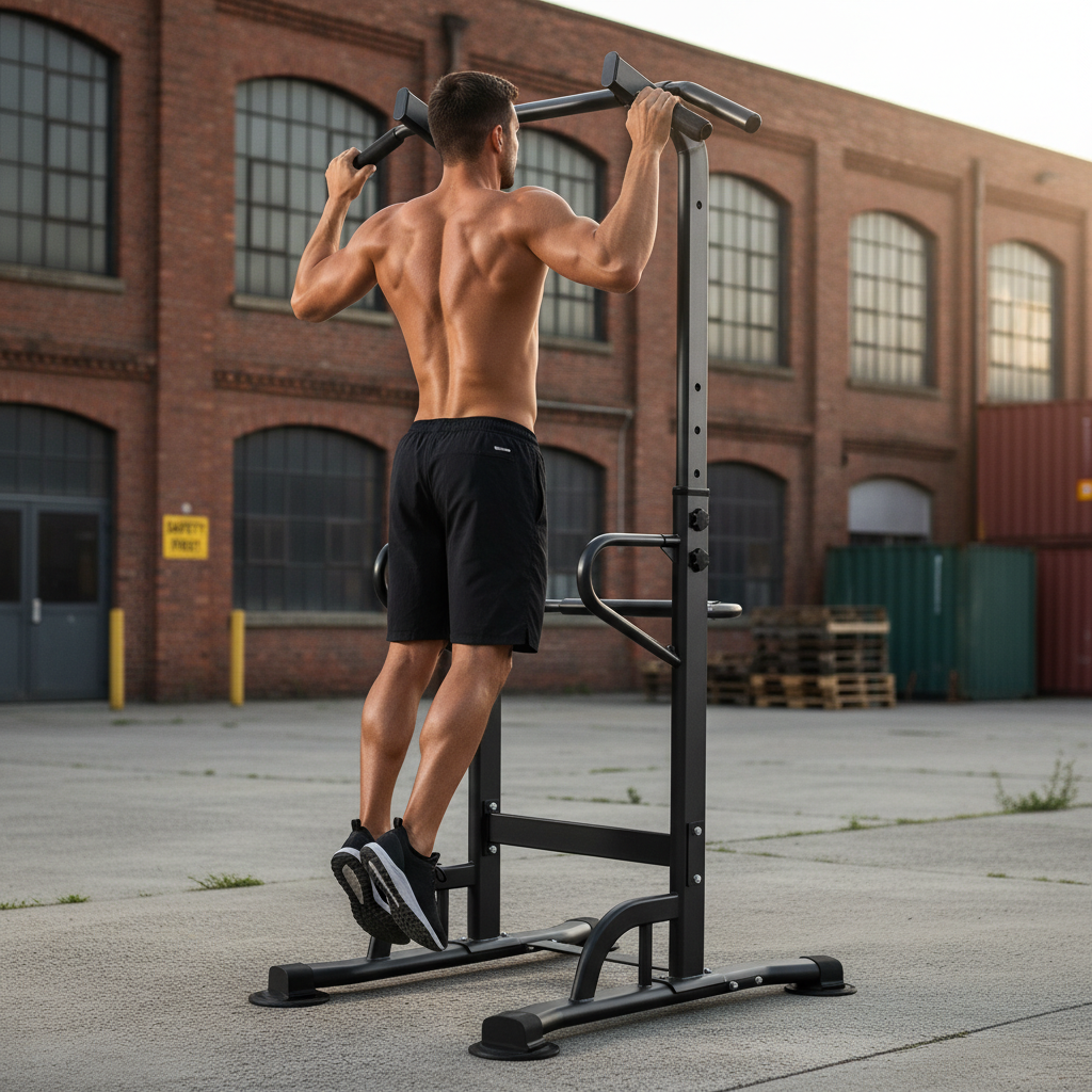 Premium Heavy Duty Dip Station and Pull-Up Bar for Versatile Upper-Body Strength Training with Non-Slip Grips and Adjustable Handles