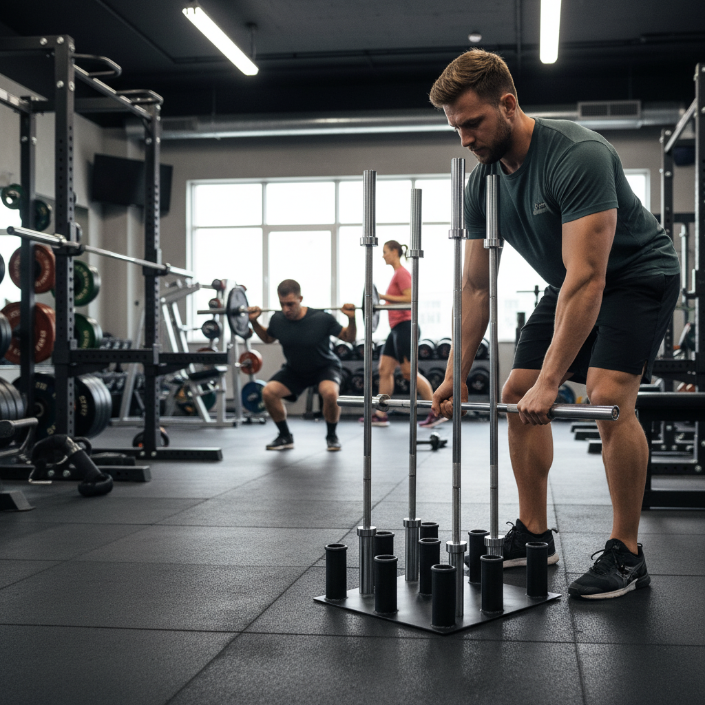 Premium Heavy Duty Barbell Rack for 9 Bars - Lightweight with Matt Black Finish and Compatibility for Olympic and Curl Bars