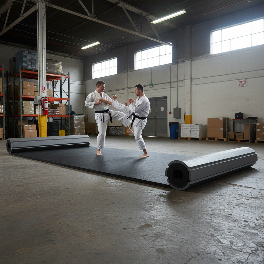 Premium Rollaway Gymnastics Wrestling Martial Arts Mat - 6 Metre Vinyl Top, Lightweight with Excellent Impact Absorption in Blue or Black