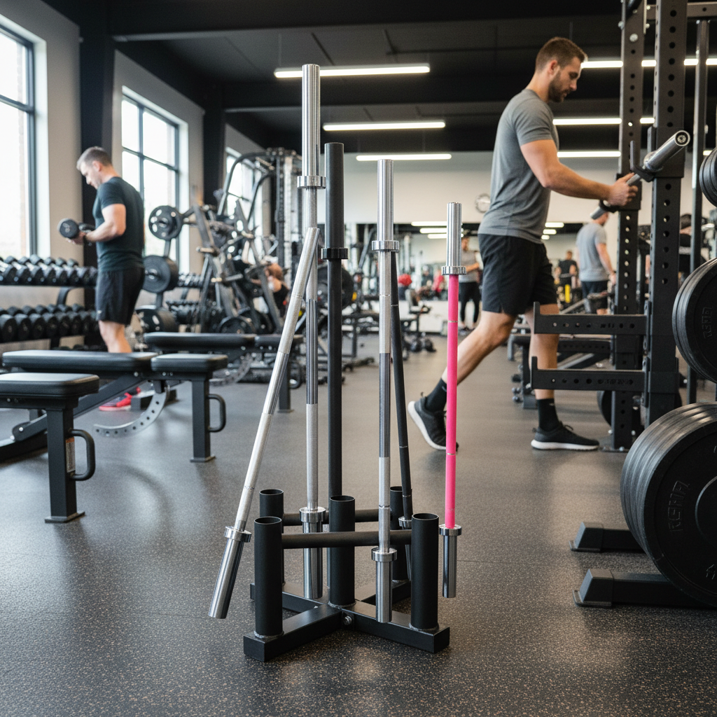 Premium Heavy-Duty 5 Bar Floor Stand for Olympic Barbells - Secure Vertical Storage Solution for Gyms and Home Use