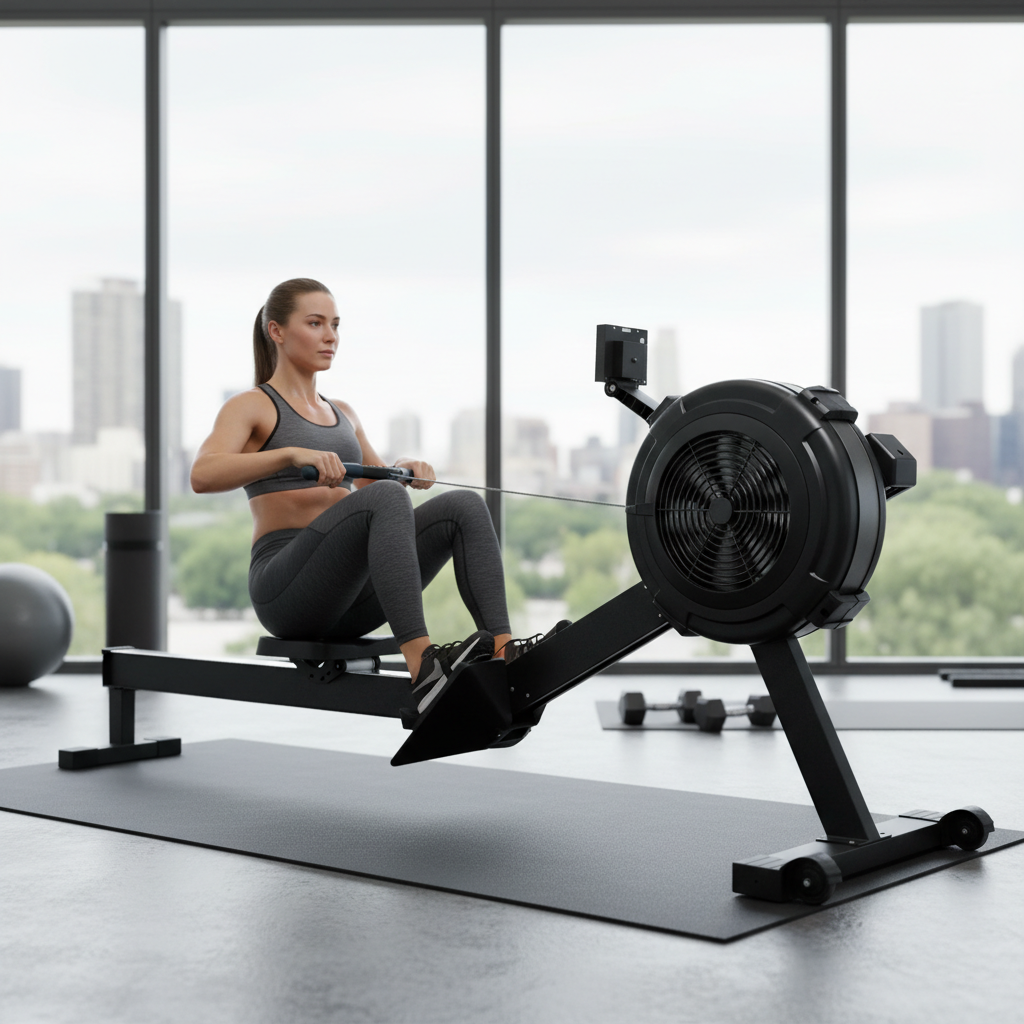 Premium Full-Body Conditioning Rowing Machine with Air Resistance and Smart Console for Home and Commercial Use