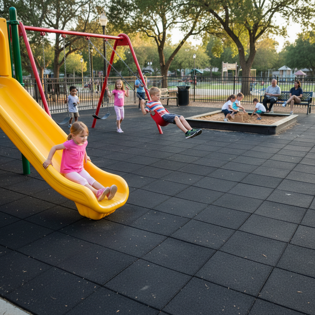 Premium Heavy Duty Rubber Playground Tiles 50cm x 50cm x 40mm with Shock Absorption and Slip Resistance