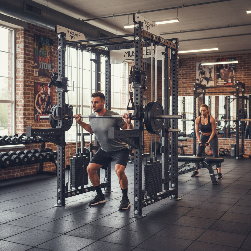 Heavy Duty Multi-Functional Power Rack with Integrated Smith Machine, Cable System, and Customizable Dimensions for Ultimate Home Gym Training