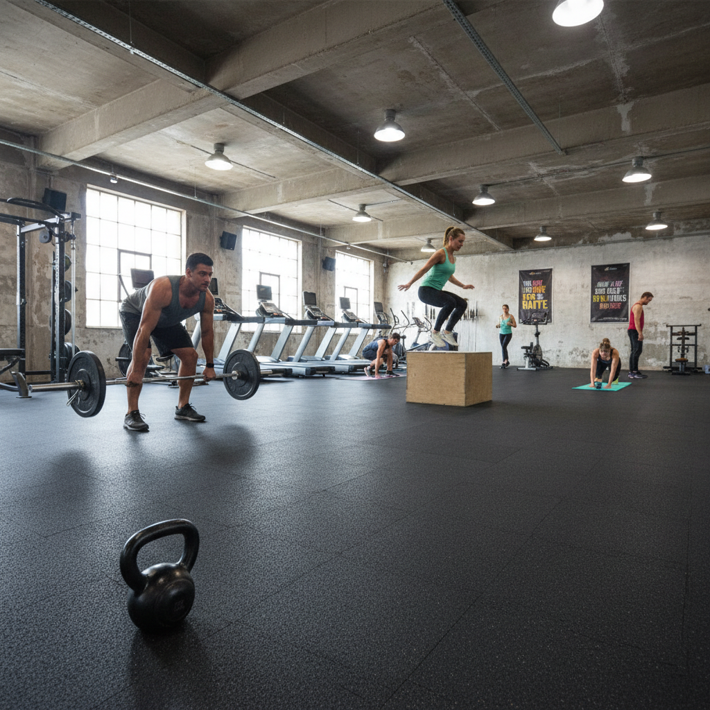 Premium 4mm Rubber Mat Roll for Gym and Fitness - 20m Length, 1.20m Width, Heavy-Duty Sound Insulation