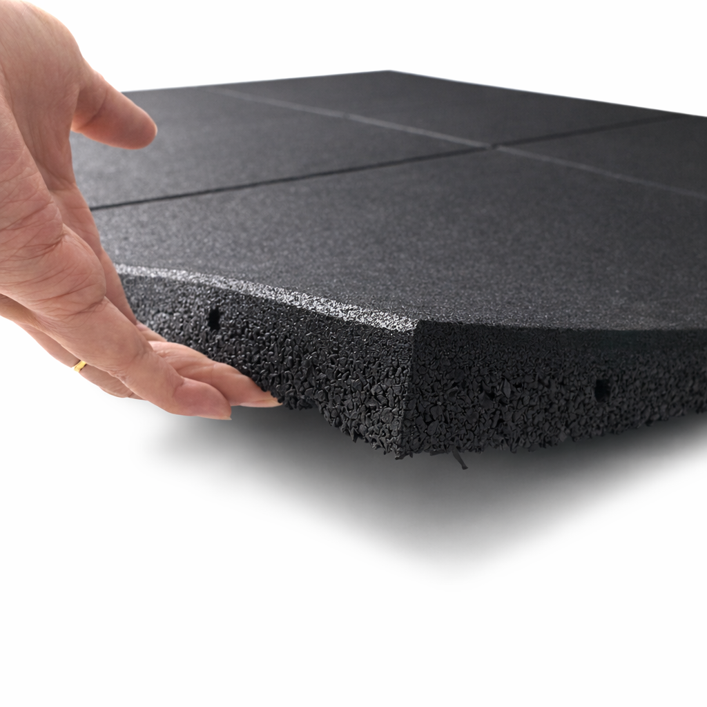 Premium Heavy Duty Black Rubber Gym Flooring Tiles with 20mm Thickness