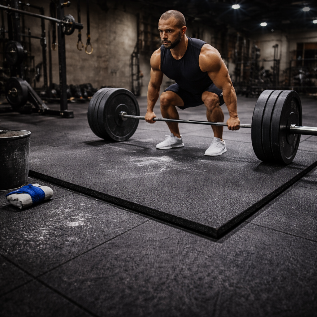 Premium Heavy Duty Black Rubber Gym Flooring Tiles with 20mm Thickness