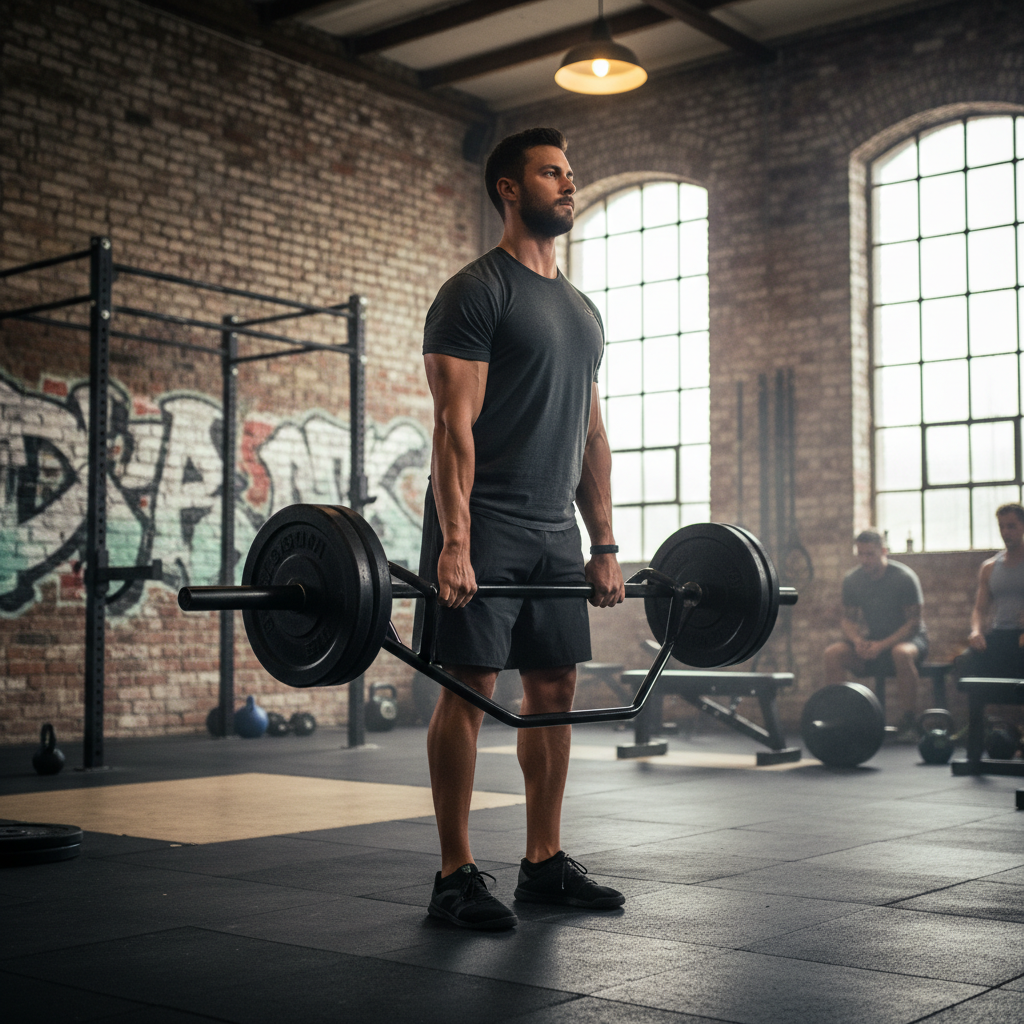 Premium Open Trap Bar for Versatile Strength Training - Heavy Duty Steel with Dual Handle Heights and Knurled Grips