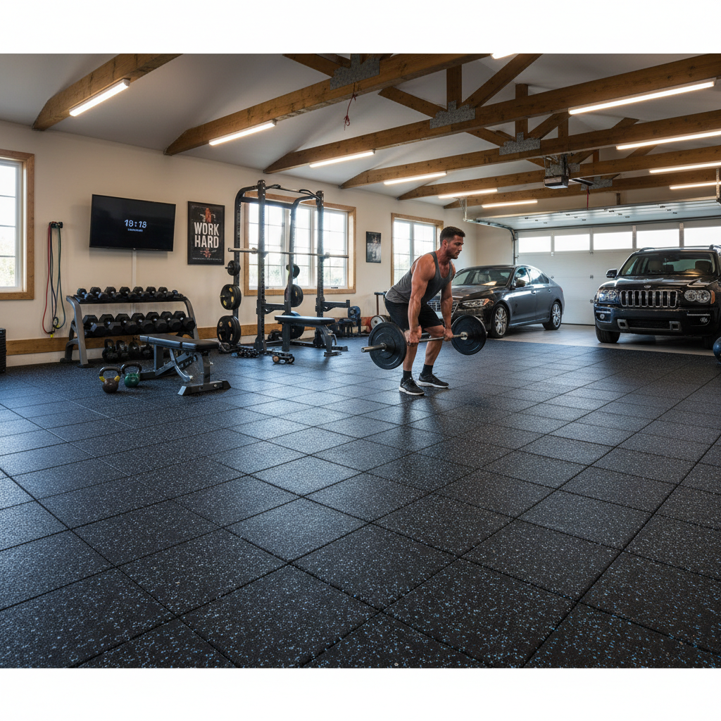 Premium Rubber Gym Flooring 1m x 1m x 20mm for Shock Absorption and Non-Slip Performance