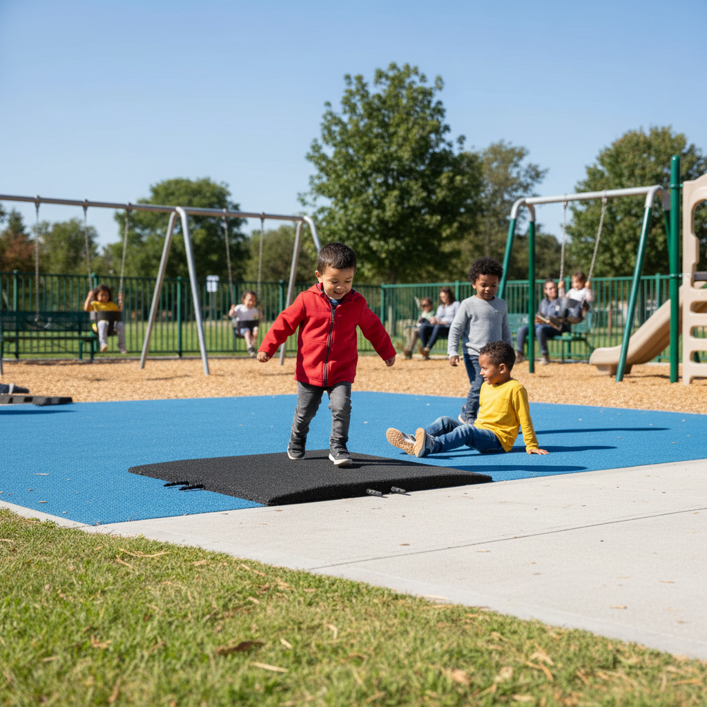 Premium 50cm x 50cm x 30mm Rubber Playground Corner Tiles with Ramped Edges for Enhanced Safety and Durability