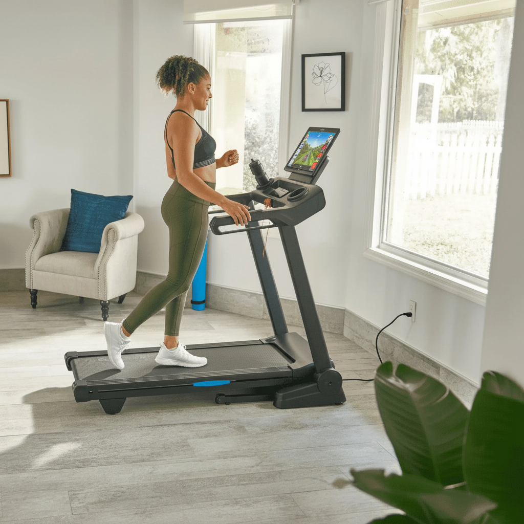 Premium Folding Connected Treadmill with Bluetooth, 1.75 HP Motor and 12 Levels of Incline for Interactive Workouts
