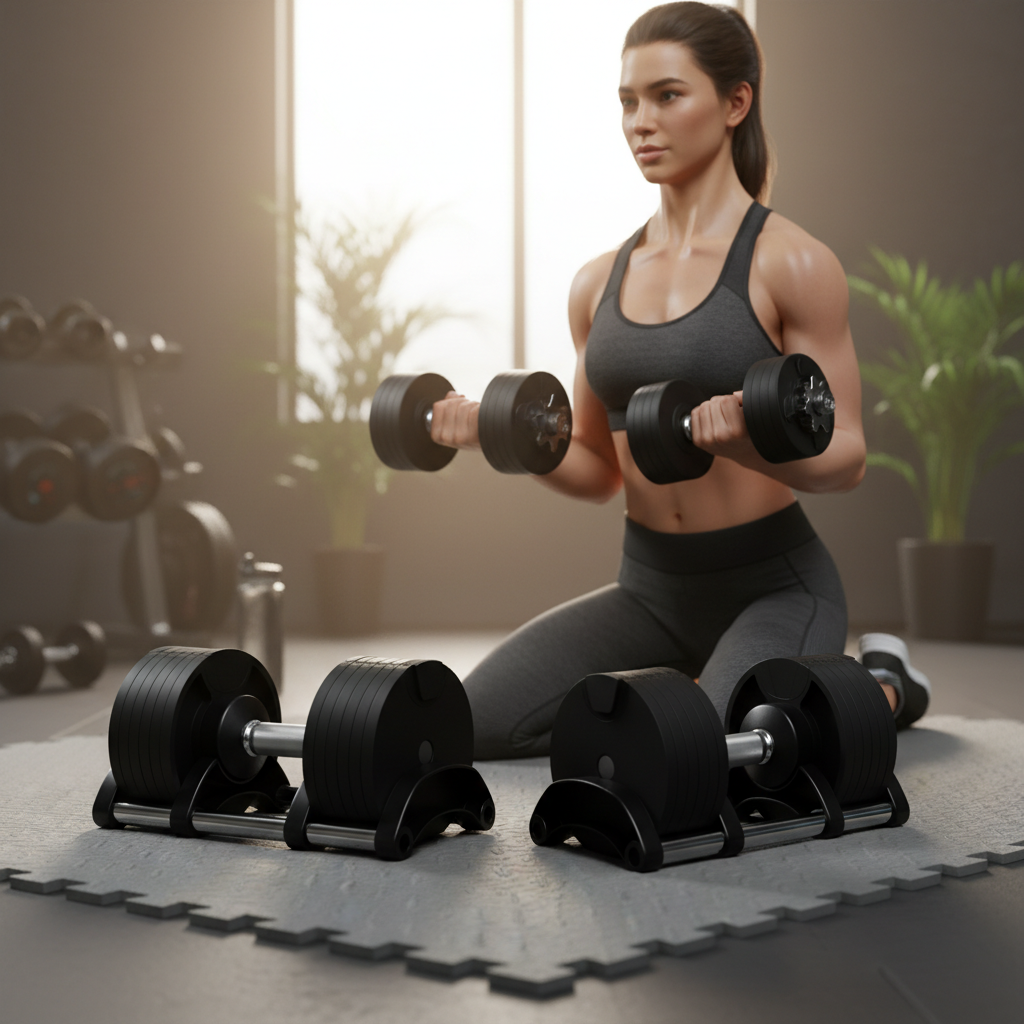 Premium 24kg Adjustable Dumbbells Pair - 6-in-1 Weight System with 4kg Increments for Home Gym