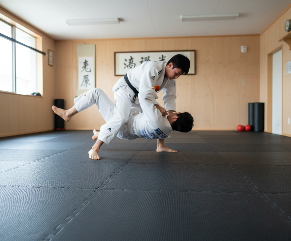 Premium 1m x 1m x 40mm Judo Mat with Anti-Slip Base and High Shock Absorption - High-Quality Professional Grade for Industrial and Commercial Appli...