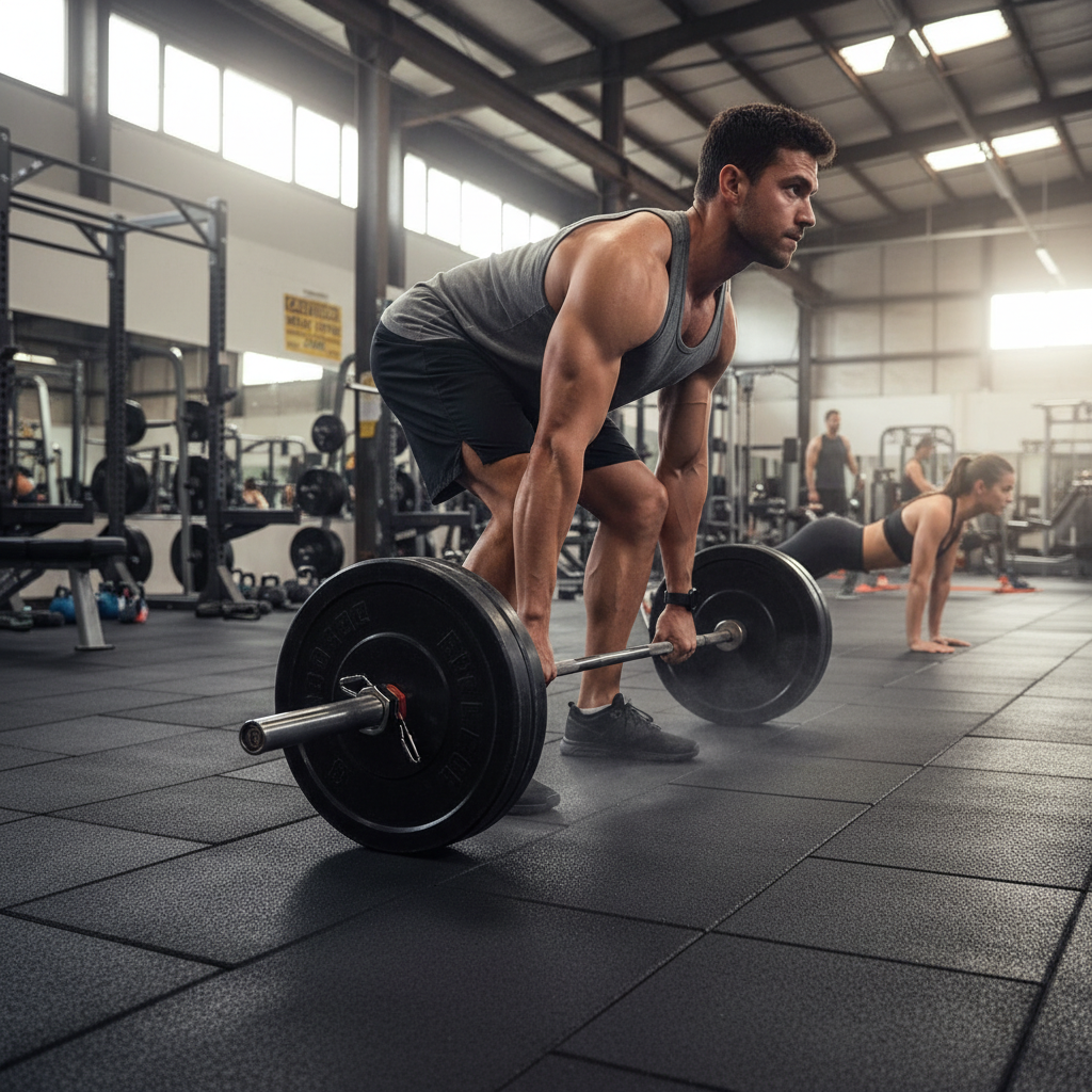 Premium Heavy Duty Flatline Black Rubber Gym Flooring Tiles 100cm x 50cm x 20mm - Durable, Non-Slip, and Easy to Install