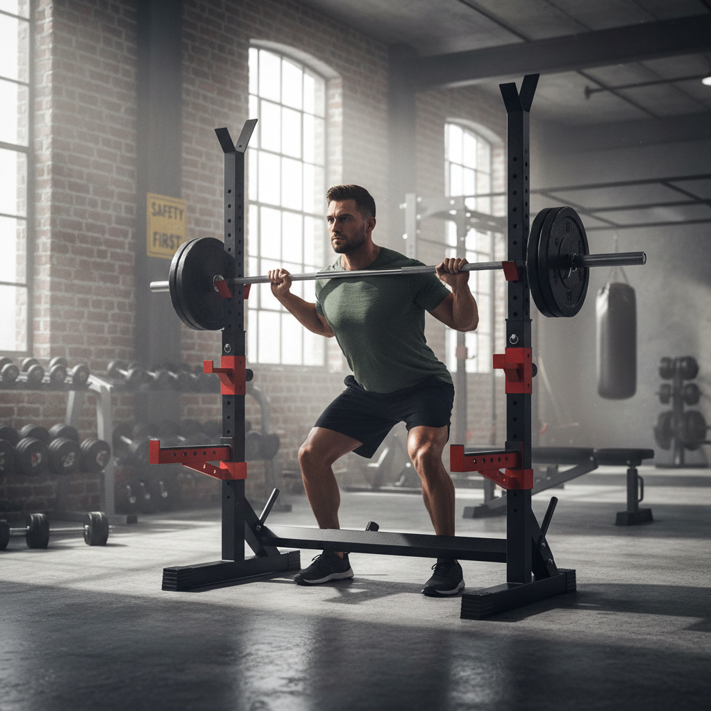 Premium Adjustable Squat Rack with Height and Width Options for Versatile Home Workouts