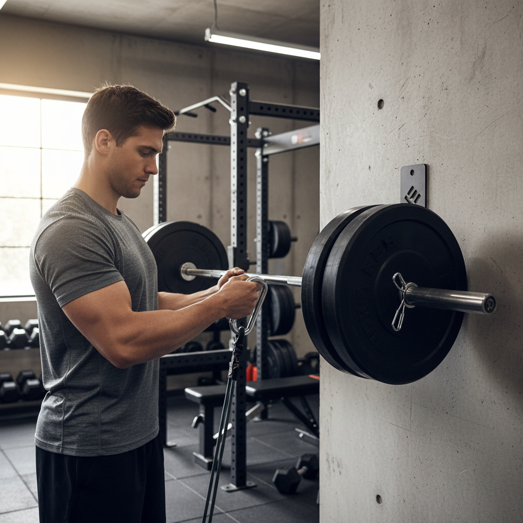 Premium Heavy Duty Barbell Hanger for Wall and Rack Storage - Solid Steel Construction with Powder Coated Finish