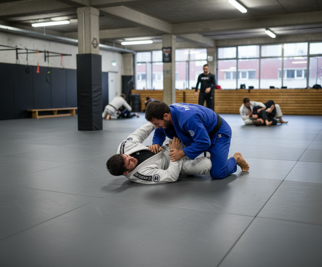 Premium Smooth Grey BJJ Mat 2m x 1m x 40mm with Anti-Slip Base for High Shock Absorption and Enhanced Performance