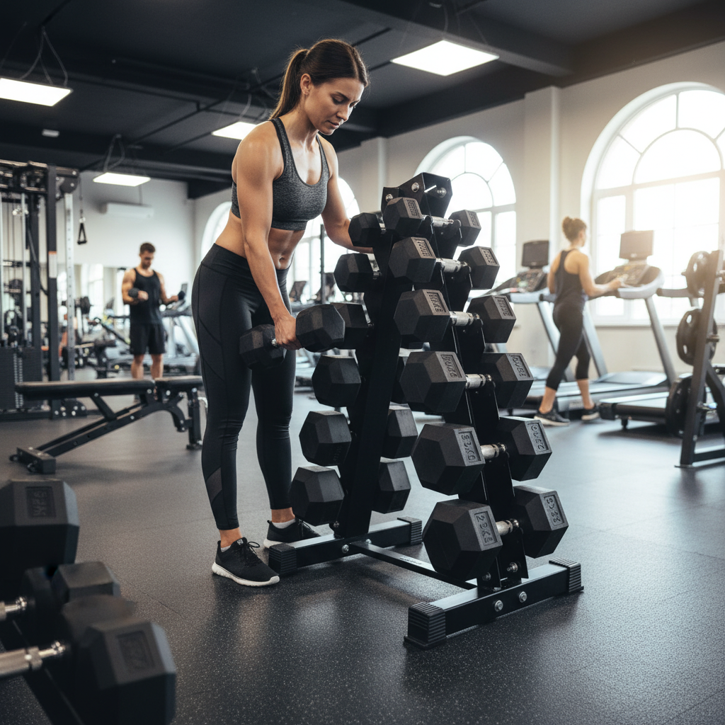 Professional Heavy Duty Dumbbell Tree Sets with Space-Saving Design and Rubber Hex Weights from 1kg to 25kg for Total Body Conditioning