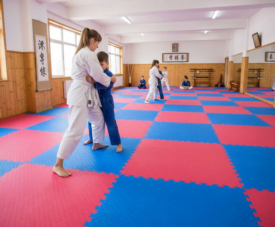 Premium Interlocking Foam Mats 20mm Thick 1m x 1m for Exercise, Martial Arts, and Play Areas in Red and Blue