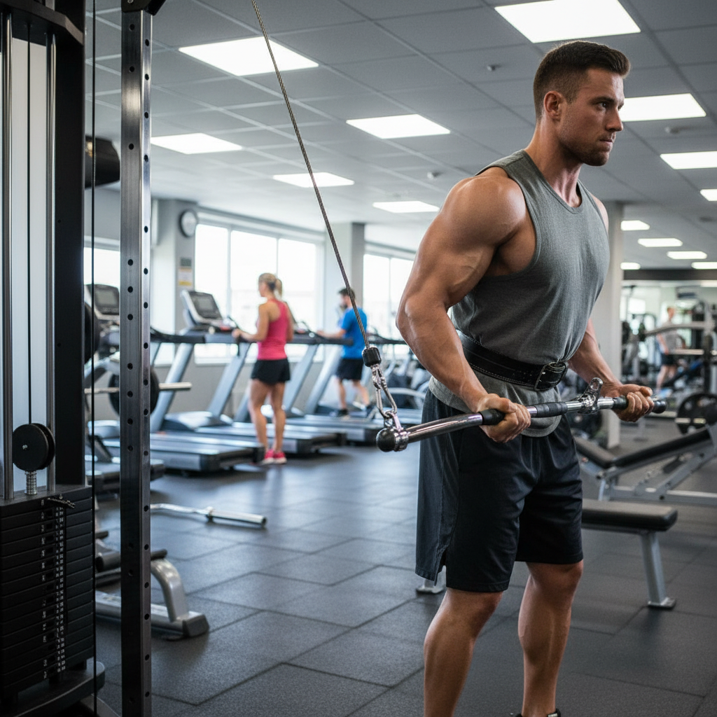 Premium Lat Pull Down Attachment with Rotating Chrome Centre Knuckle and Three Grip Options for Enhanced Performance