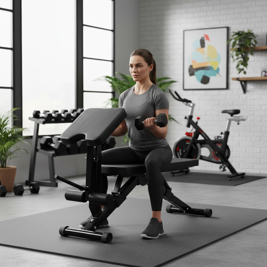 Premium Adjustable Weight Bench with Preacher Curl and Leg Developer - Foldable Full-Body Training Station for Home Use