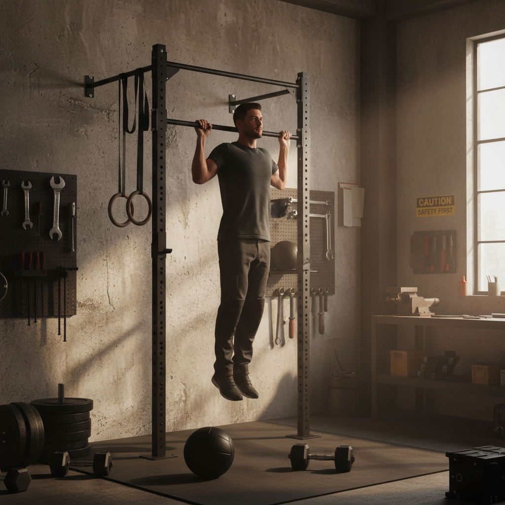 Premium Wall Mounted Rig with Standard Pull Up Bar and J Hooks - Heavy Duty Gym Equipment