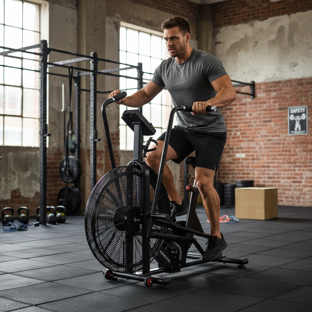 Professional Fan Resistance Air Bike with LCD Monitor for Full-Body Cardio and HIIT Workouts