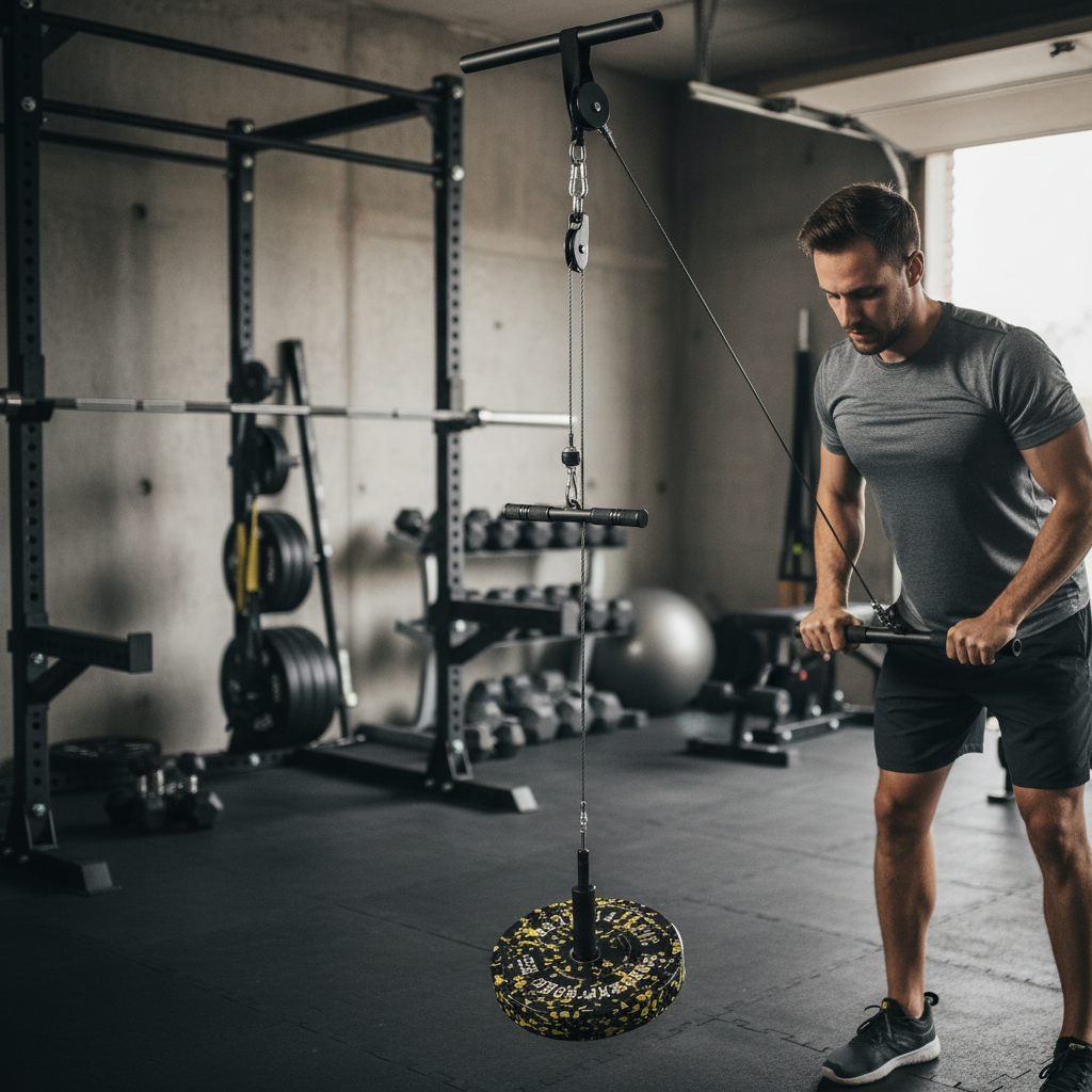 Professional Cable Pulley System with Adjustable 2m Steel Cable and Heavy-Duty Build for Versatile Strength Training Anywhere