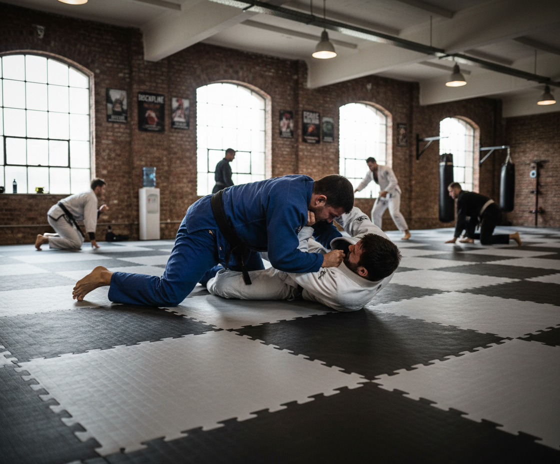 Premium 40mm Reversible Jigsaw Mat for MMA and BJJ - Durable Grey Tatami Grip, 1m x 1m with High Impact Foam