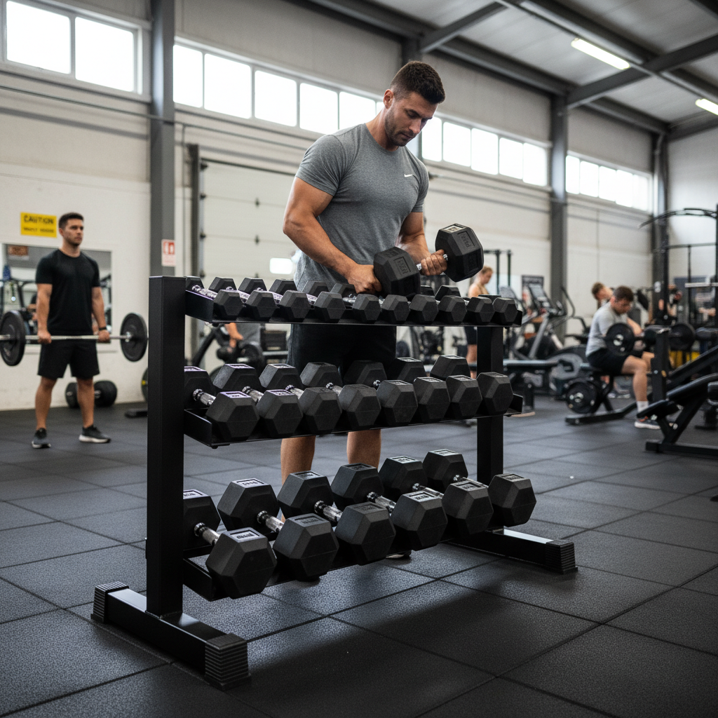 Premium 3 Tier Hex Dumbbell Rack for 12-Pair Set 2.5kg to 30kg - Heavy Duty Steel Frame and Space-Saving Design