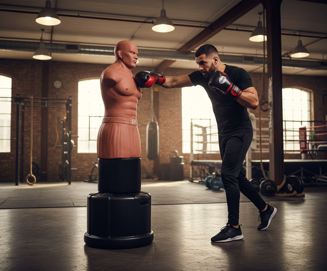Premium Freestanding Punching Dummy XL - Adjustable Height, Natural Latex, and Urethane Foam for Realistic Training Experience