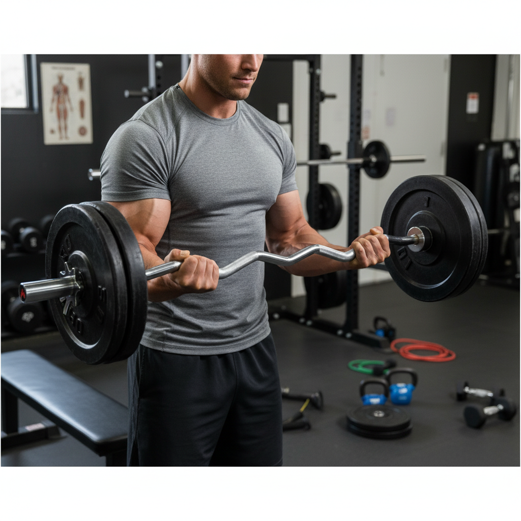 Professional Heavy Duty EZ Curl Barbell for Bicep and Tricep Exercises - 10kg Load Capacity with Chrome Finish