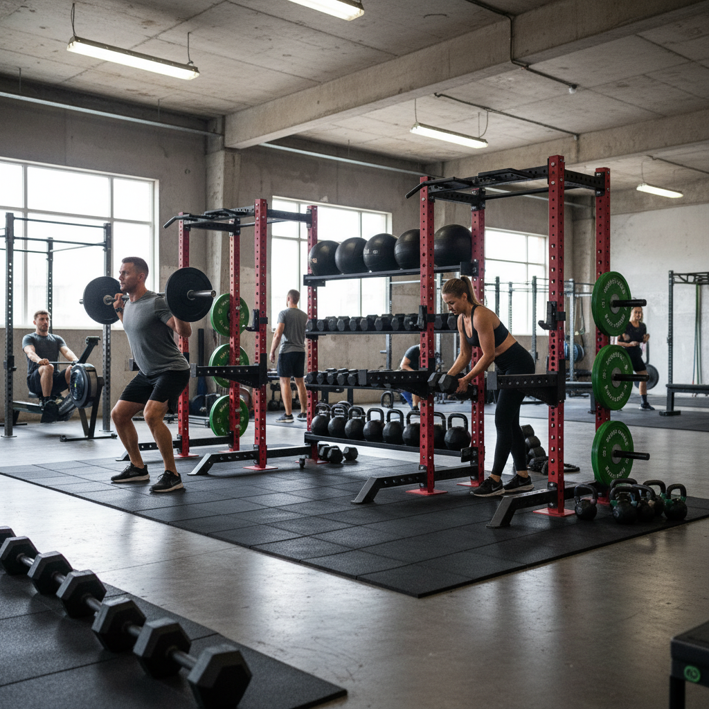 Premium Heavy Duty Twin Half Racks with Integrated Storage for Organized Free Weights and Enhanced Safety