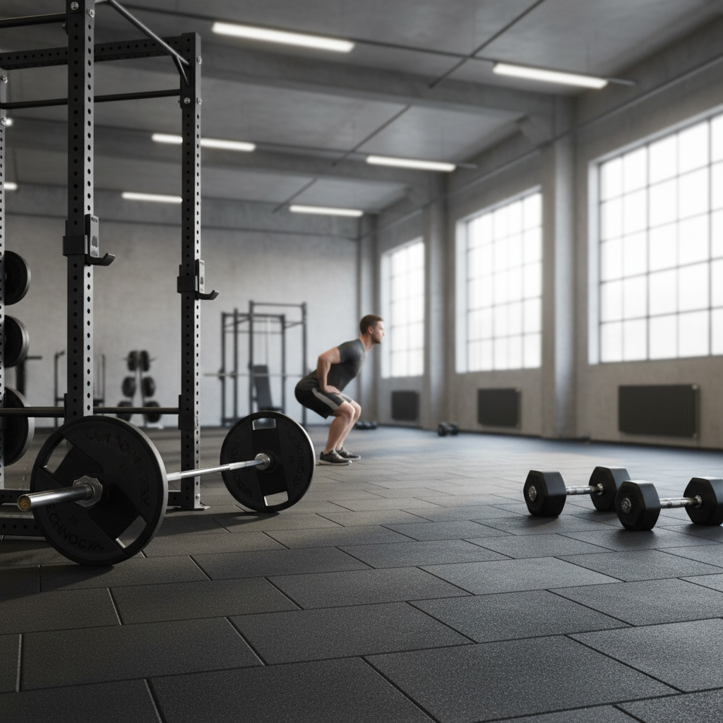 Premium 20mm Gym Rubber Flooring Mats - Eco-Friendly, High Density, Safe for Fitness and Weightlifting