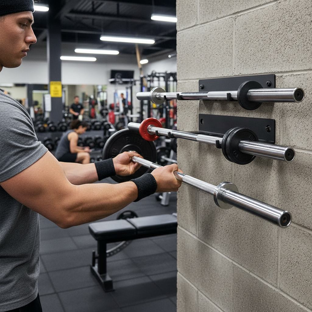 Premium 4-Bar Vertical Barbell Rack - Heavy Duty Olympic Storage Solution for Gyms and Studios