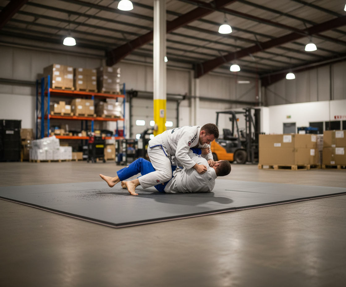 Premium Smooth Grey BJJ Mat 2m x 1m x 40mm with Anti-Slip Base for High Shock Absorption and Enhanced Performance