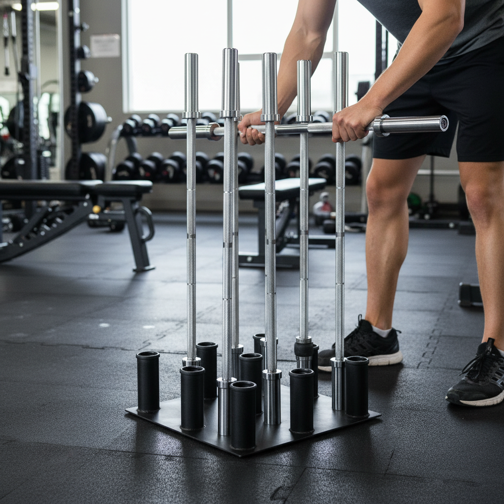 Premium Heavy Duty Barbell Rack for 9 Bars - Lightweight with Matt Black Finish and Compatibility for Olympic and Curl Bars