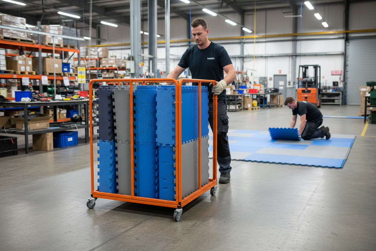 Premium Heavy Duty Gym Mat Trolley for 1m x 1m Mats - Mobile Storage with 150kg Capacity