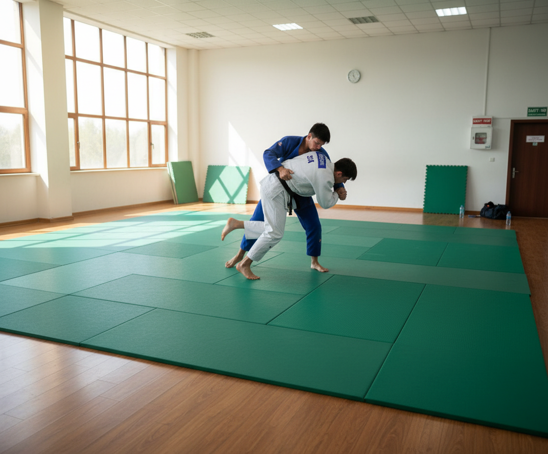 Premium Green Judo Mat 2m x 1m x 40mm with High Shock Absorption and Anti-Slip Base for Safe Training